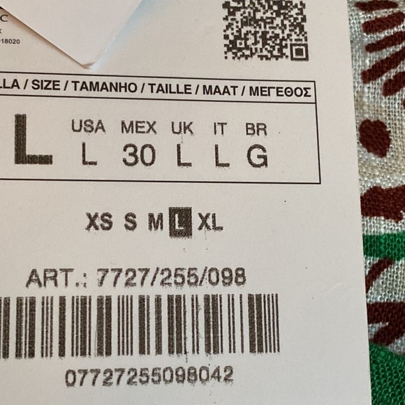 NWT. Zara Green Linen/Cotton Cut-Out Tropical Print Jumpsuit/Romper. Size L. - Picture 7 of 10